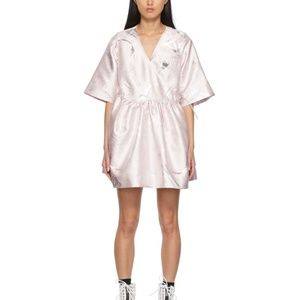 GANNI pink metallic jacquard wrap dress